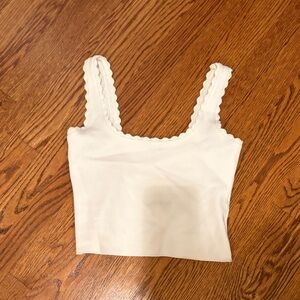 Scalloped Edge White Crop Top